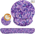 Britimes Purple Leaves Oil Painting Ergonomic Mouse Pad Set with Wrist Rest Non-Slip Rubber Base Wrist Cushion Support and Coasters Mousepad with Wrist Support for Computer Keyboard and Desk
