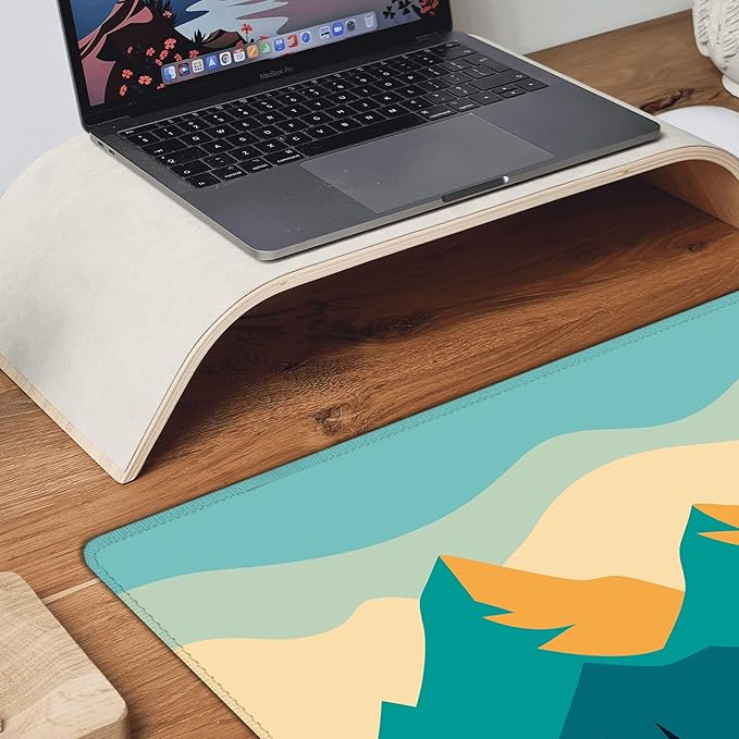 Desk Mat, Mountain Forest XXL 35.4"x15.7"Large Gaming Mouse Pad, 3mm Thick Gaming Keyboard Pad,Desk Pad Non-Slip Rubber Base with Stitched Edges for Office Game Home Decor