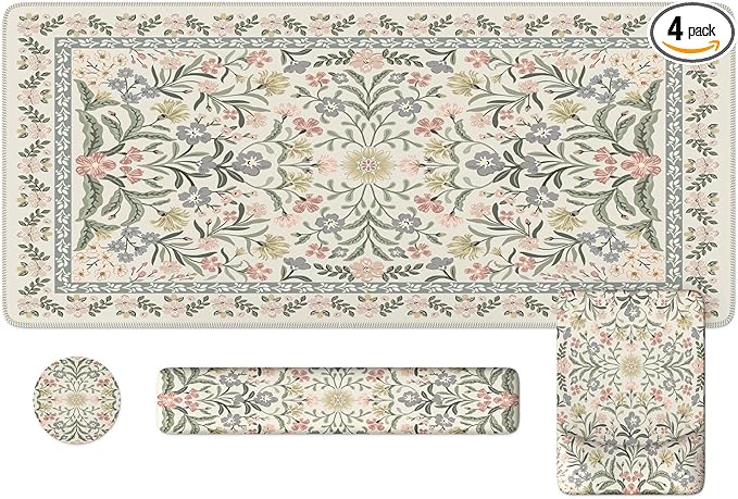 iLeadon Desk Protector Mat, Cute Ergonomic Wrist Pad for Keyboard and Mouse, Non Slip Desk Mat with Wrist Rest, Extra Large Full Desks Mouse Pad with Coaster for Women Office (Grey)