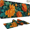 Retro Flower Spring Extended Gaming Mouse Pad 31.5x11.8inches Large Desk Mat Anti-Slip Rubber Base & Durable Stitched Edges for Gamers Smooth Mouse Writing Surface for Desk Office/Home