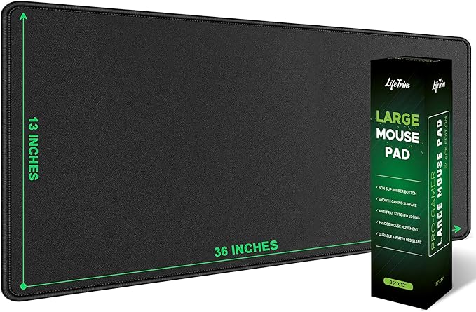 36” x 13” Extra Large Mouse Pad Gaming Extended Keyboard Mat Full Desk Cover Oversized Mouse Pad XL Desk Protector Mat Giant Thick Black Gaming XXL Mousepad Large Desk Mats Deskpad