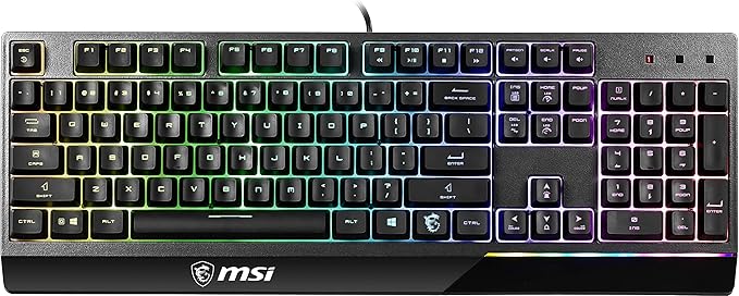 MSI Vigor GK30 RGB Gaming Keyboard, 6-Zone RGB Lighting, Water Repellent & Splash-Proof, Mechanical-Like Plunger Switches