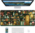 XL Gaming Mouse Pad, 31.5x15.7'' Large Desk Mat with Anti-Slip Rubber Base & Stitched Edges for Gaming, Office, Home, Boho Bookshelf