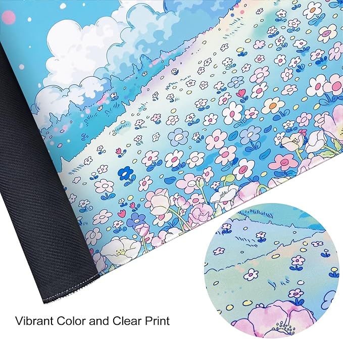 Extended Large Gaming Mouse Pads Mat 35.4"x15.7"x0.12"(3mm Thick), Oversized Office Desk Mat with Stitched Edges Blue