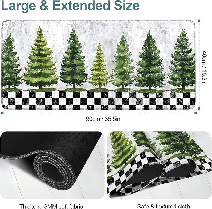 Christmas Tree Extended Gaming Mouse Pad 35.4x15.7Inch Large Desk Mat Anti-Slip Rubber Base & Durable Stitched Edges for Gamers Smooth Mouse Writing Surface for Desk Office/Home