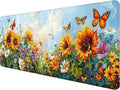 Sunflowers Butterfly Desk Mat Summer Flower Garden Mousepad XL Large Gaming Mouse Pad Laptop Keyboard Mat Desk Pad 31.5"x11.8" Office Home Decor for Women Girl