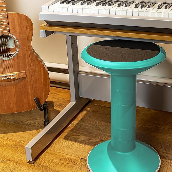 Storex Active Tilt Stool – Ergonomic Seating for Flexible Office Space and Standing Desks, Adjustable 12-24 Inch Height, Teal (00325U01C)