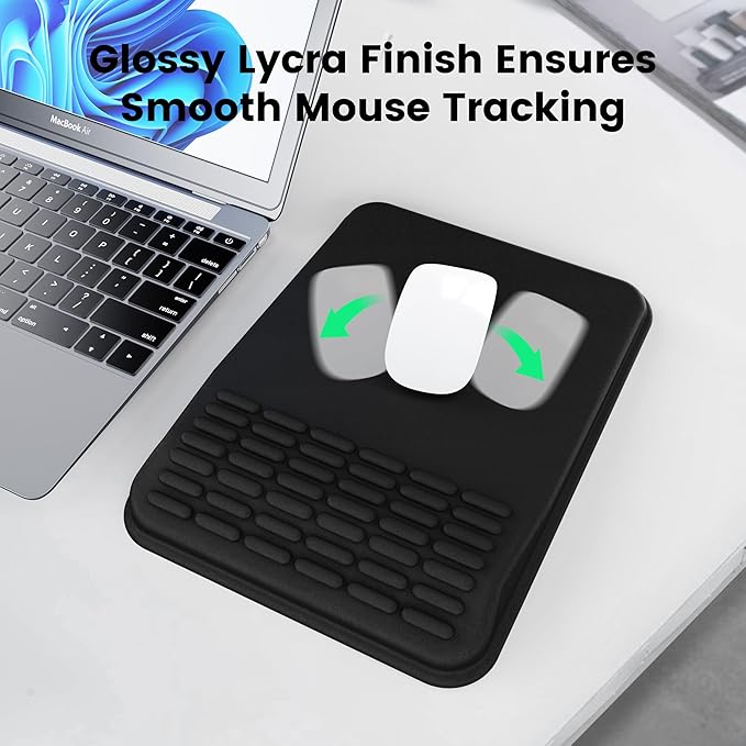 MEKASS Mouse Pad with Wrist Rest, Ergonomic Slope Mousepad for Carpal Tunnel, Memory Foam Desk Computer Wrist Support Mouse Pad with Non-Slip PU Base for Office Home (Beach)
