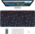 XL Gaming Mouse Pad, 31.5x15.7'' Large Desk Mat with Anti-Slip Rubber Base & Stitched Edges for Gaming, Office, Home, Cute Graffiti