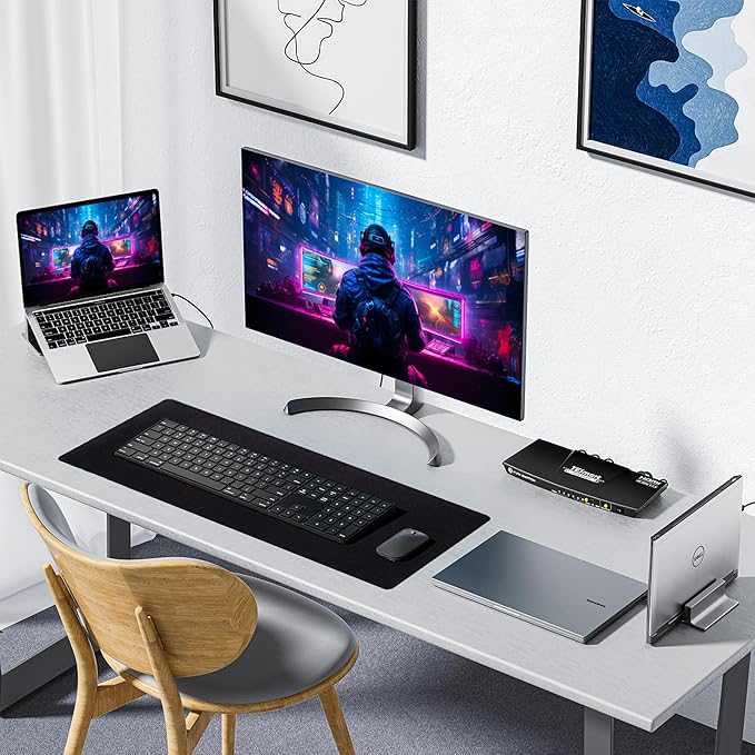 ALOANES Large Gaming Mouse Pad with Non-Slip Rubber Base,Stitched Edge,Desk mat for Laptop,Computer & PC, Wristing Pad for Gamer,Office & Home,Classic Black XL 27.6"x 11.8"x 0.12"