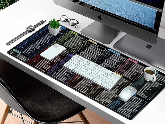 Large Mouse Pad With Excel Shortcuts Cheat Sheet, XXL Gaming Mousepad Keyboard Pad, Office Desk Accessories for Computer, MacBook, PC and Laptop