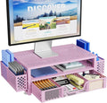 Simple Trending 2 Tier Metal Monitor Stand (Pink)
