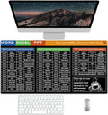 Microsoft Office Shortcuts Desk Pad Protector, Stitched Edges Mouse Pad, Large Office Desk Mat, Non-Slip Desk Blotter, Laptop Desk Pad, Desk Writing Pad for Office and Home (31.5" x 15.7 ")