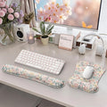 iCasso Ergonomic Mouse Pad, Keyboard Wrist Rest, Memory Foam Mousepad with Wrist Support, Easy Typing and Relieve Wrist Pain Keyboard Pad for Computer(Pink Floral)