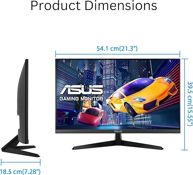 ASUS 24 inch 120Hz Gaming Office Computer Monitor (VY249HGR) - 1080p(Full HD), IPS, 120Hz, 1ms, Adaptive Sync, Eye Care Plus, Blue Light Filter, Flicker Free, SmoothMotion, DisplayWidget, 3yr warranty