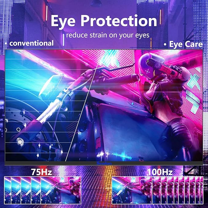 27 inch Gaming Monitor VA 100Hz Computer Monitor Built-in Speakers Full HD 1920 x 1080P with HDMI Interface Eye Care Frameless 100 x 100mm VESA with 3-Side Virtually Borderless Design