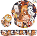 Britimes Ergonomic Mouse Pad Set with Wrist Rest Colorful Doodle Dogs Non-Slip Rubber Base Wrist Cushion Support and Coasters Mousepad with Wrist Support for Computer Keyboard and Desk