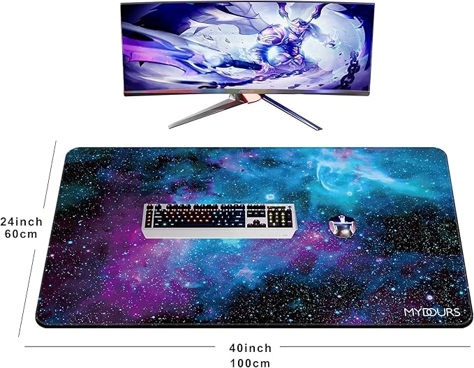 Mydours 40"x24" Extra Large Mouse Pad - Gaming Mouse Pad XXL - Non-Slip Rubber & Smooth Fabric Full Desk Pad - Home Office Computer Table Pad - Desk Blotter Pad for Office, Writing, Dining and Home