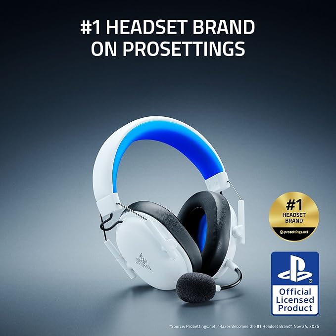 Razer BlackShark V3 X HyperSpeed Wireless Gaming Headset for PS5: 50mm Drivers - Cardioid Mic - 2.4 GHz, Bluetooth - Works with PC, Mac, Nintendo Switch, Smartphone - Long Battery Life - White