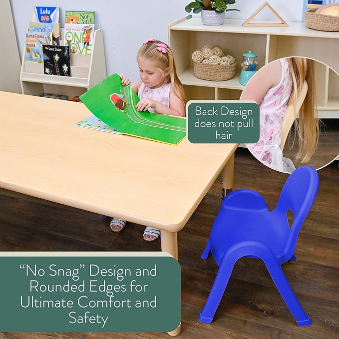 Children’s Factory Value Stack 9" Child Chair, Royal Blue, 2 Pack, Stackable Ergonomic Seating Solution for Classrooms and Homeschools
