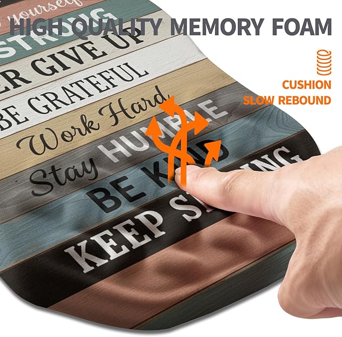 Ergonomic Slope Mouse Pad Wrist Support, Wrist Rest Mousepad for Carpal Tunnel with Massage Bulge and Slow Rebound Memory Foam (12x8 inch, Inspirational Quote)