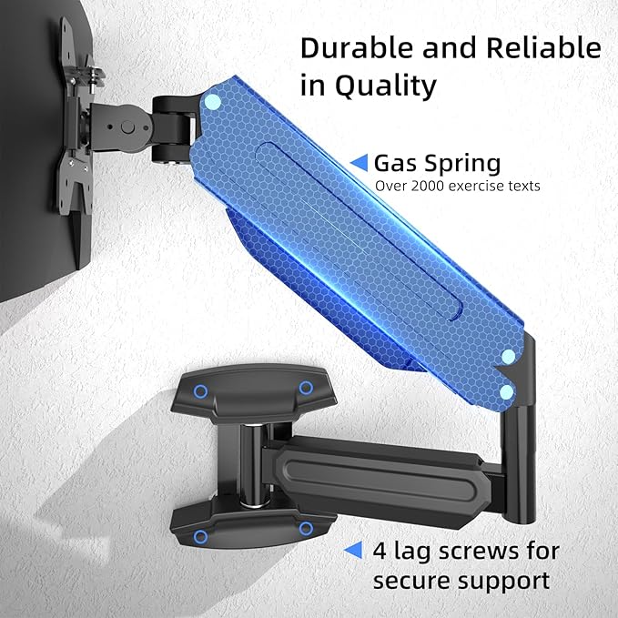 suptek Single Monitor Wall Mount for 13 to 32 Inch Screens, Gas Spring Monitor Arm Wall Mount Holds Up to 10KG/22lbs, Full Motion Adjustable,VESA Mount 75x75/100x100mm(WM18)