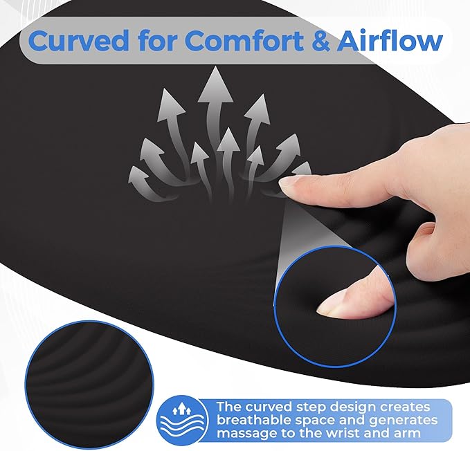 Ergonomic Mouse Pad with Wrist Support, Memory Foam Wrist Rest for Pain Relief & Carpal Tunnel, Non-Slip Base for Office, Computer, PC, Laptop (12x8x1.2inch, Black)