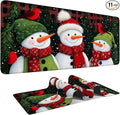 Three Snowmen Extended Gaming Mouse Pad 35.4x15.7Inch Large Desk Mat Anti-Slip Rubber Base & Durable Stitched Edges for Gamers Smooth Mouse Writing Surface for Desk Office/Home