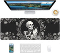 Skull Mouse Pad, 31.5 x 11.8 Large Desk Mat with Stitched Edges & Non-Slip Base, Mousepad for Office, Home, Work, Skull Cat