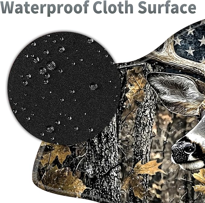 Camo Flag Deer Large Gaming Mouse Pad Plus a Coaster, 35.4 x 15.7 inches Desk Mat Extended XXL Mousepad with Stitched Edge Non-Slip Rubber, Desk Pad Computer Mouse Mat for Home Office