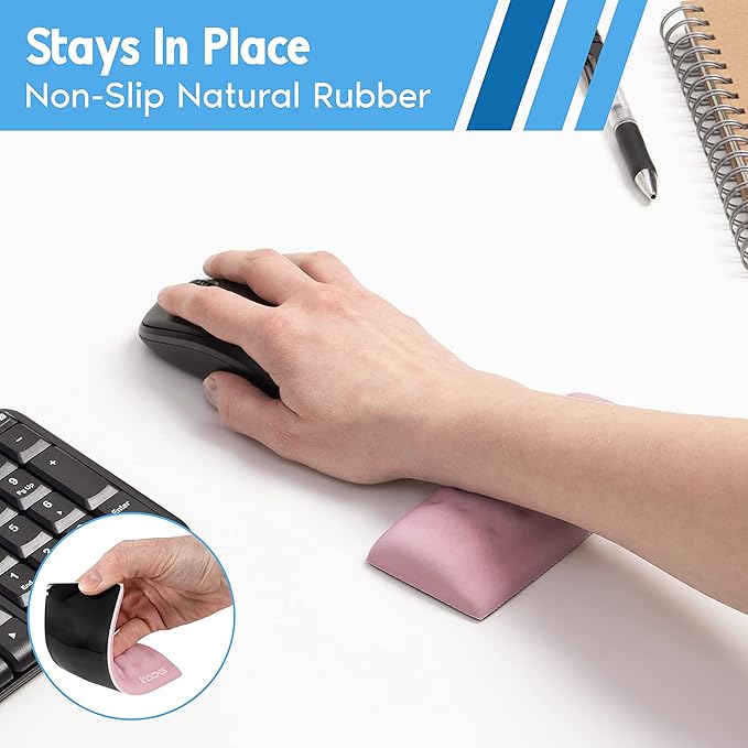I-Rocks Memory Foam Mouse Wrist Rest - Pain-Reducing Support With Non-Slip Rubber Base - Cooling Comfort for Long Hours of Work, Studying, Gaming