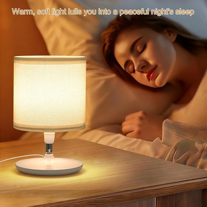 Table Lamps Set of 2 with USB C+A Ports, Table Lamp for Living Room Bedroom, Bedside Lamps for Nightstand with 2 Dimmable LED Bulbs Included