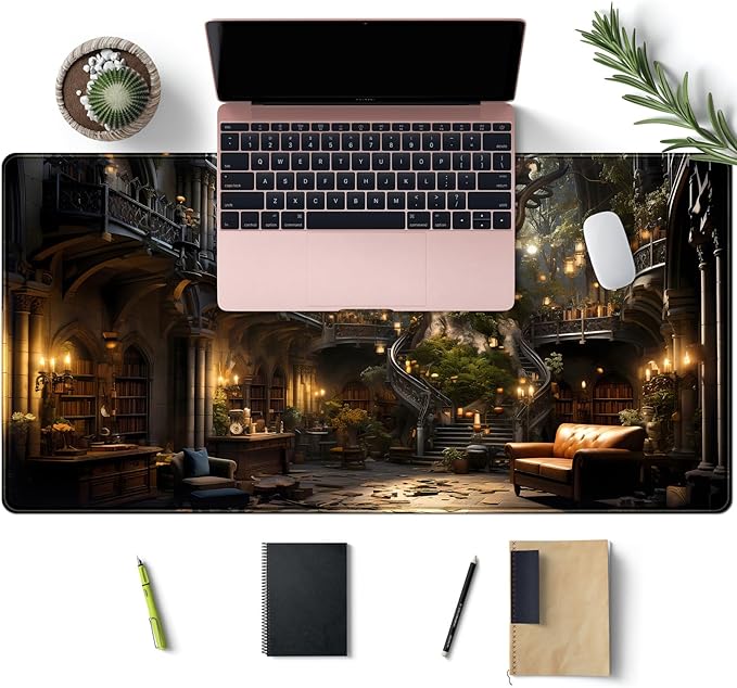Vintage Aesthetic Desk Mat Adventure Extended Mouse Pad Large Gaming Mousepad XXL Dark Academia Desk Pad Laptop Computer Mouse Keyboard Mat 31.5 x 15.7 in for Office Desk Decor