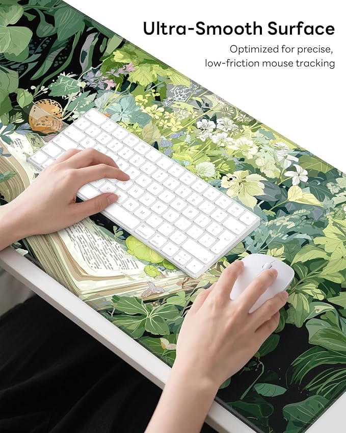XL Gaming Mouse Pad, 31.5x15.7'' Large Desk Mat with Anti-Slip Rubber Base & Stitched Edges for Gaming, Office, Home, Reading Cat