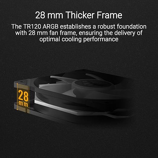 ASUS TUF Gaming TR120 ARGB Fan - Black - Triple Pack Higher Cooling Performance Extra-Thick 28mm Fan Frame, Exclusive Double-Layered LED Matrix Design with 16 Addressable RGB LEDs, Aura Sync