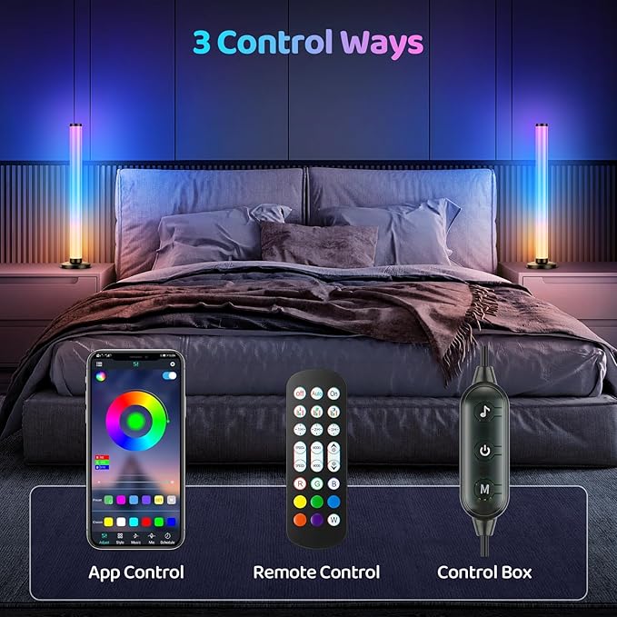 RGB Smart IC Light Bars for TV, 2x16.5In 360° Full Screen Lighting LED Light Bar with Remote & App Control,Music Sync Color Chasing Lights Bar USB Powered for Gaming Room Bedroom Desktop Party