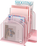 Inclined Desk File Organizer,Vertical File Folder Holder Stand Metal Rack File Sorter for Office Classroom Desktop Organization