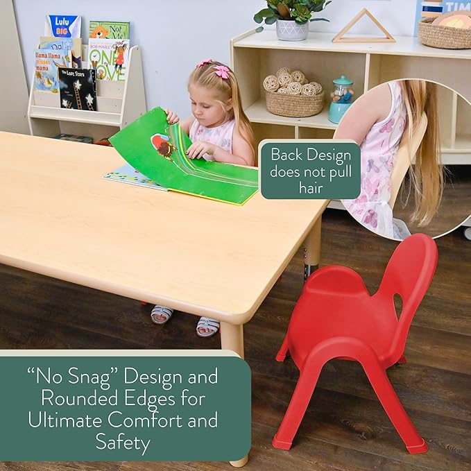 Angeles Value Stack 7" Child Chair, Candy Apple Red, 4 Pack, Stackable Ergonomic Seating Solution for Classrooms and Homeschools