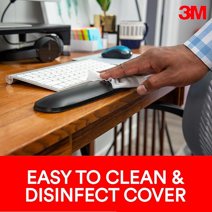 3M Gel Wrist Rest for Keyboards, Soothing 3M Gel Technology and Satin Smooth Cover for All Day Comfort and Support, Durable and Easy to Clean, 19", Black (WR85B)