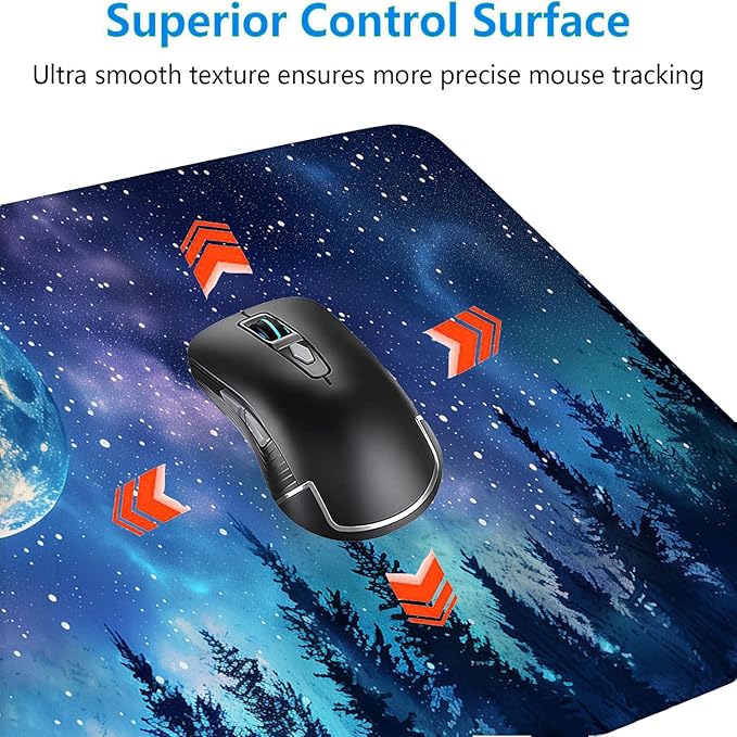Starry Sky Forest Desk Pad Mouse Pad Moon Stars Galaxy Forest Aurora XL Mouse Pad Large Mousepad Extended Laptop Keyboard Mat Gaming Desk Pad Mouse Mat 31.5"x11.8" Office Computer Keyboard Laptop Home