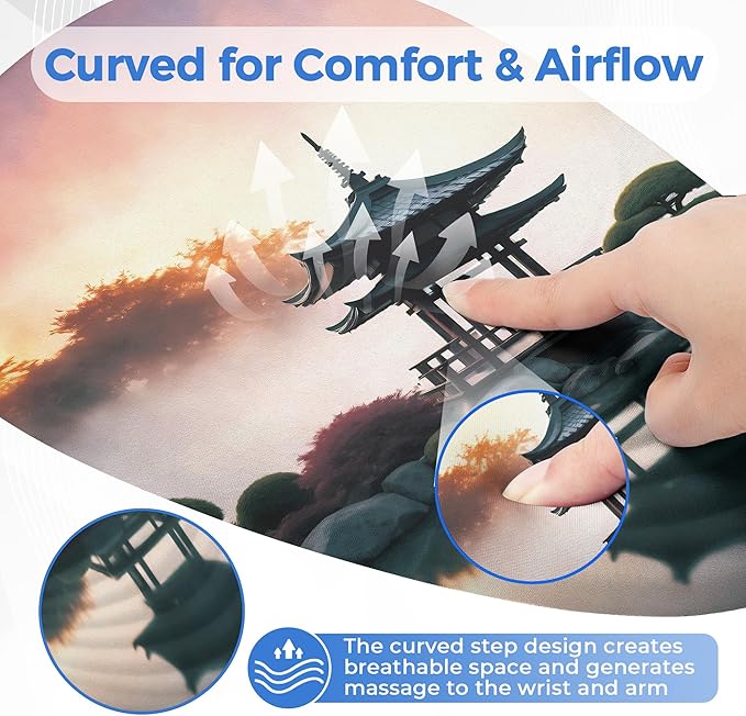 Ergonomic Mouse Pad with Wrist Support, Comfortable Entire Memory Foam, Wrist Pain Relief and Anti-Slip PU Base, Mousepad for Various Computers, Laptop PC (12x8x1.2inch, Pavilion)