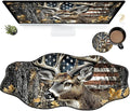 Camo Flag Deer Large Gaming Mouse Pad Plus a Coaster, 35.4 x 15.7 inches Desk Mat Extended XXL Mousepad with Stitched Edge Non-Slip Rubber, Desk Pad Computer Mouse Mat for Home Office