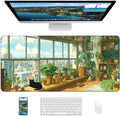 XL Gaming Mouse Pad, 31.5x15.7'' Large Desk Mat with Anti-Slip Rubber Base & Stitched Edges for Gaming, Office, Home, Greeny Cottage