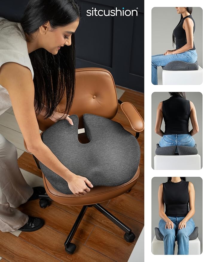 X Large Seat Cushions for Office Chairs, Car & Truck. Gaming Chair Seat Cushion and Sciatica Support Pillow for Back Comfort. Orthopedic Coccyx Cushion for Tailbone Support (Original Black)