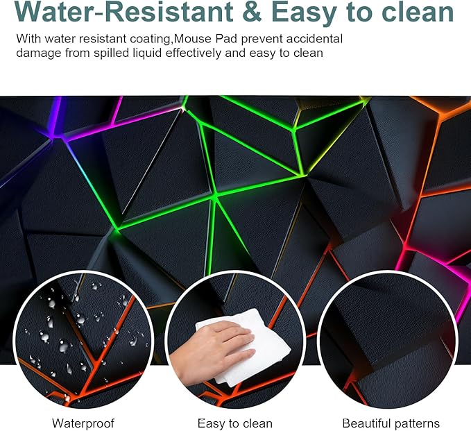 Energy Band Extended Gaming Mouse Pad 35.4x15.7Inch Large Desk Mat Anti-Slip Rubber Base & Durable Stitched Edges for Gamers Smooth Mouse Writing Surface for Desk Office/Home