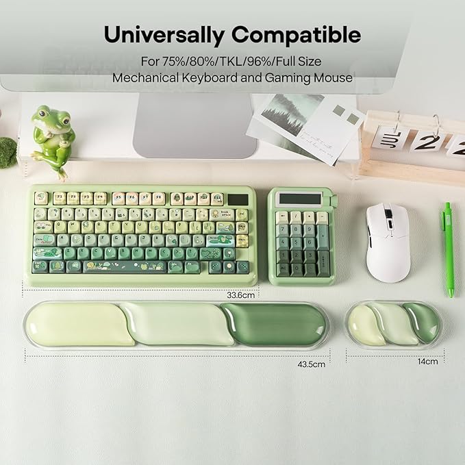 EPOMAKER CloudGel Wrist Rest for Keyboard and Mouse, 2 Pieces Silicone Wrist Support, Anti-Slip Rubber Bottom, Ergonomic Design, Suitable for Office/Computer/Laptop/Gaming (Green)