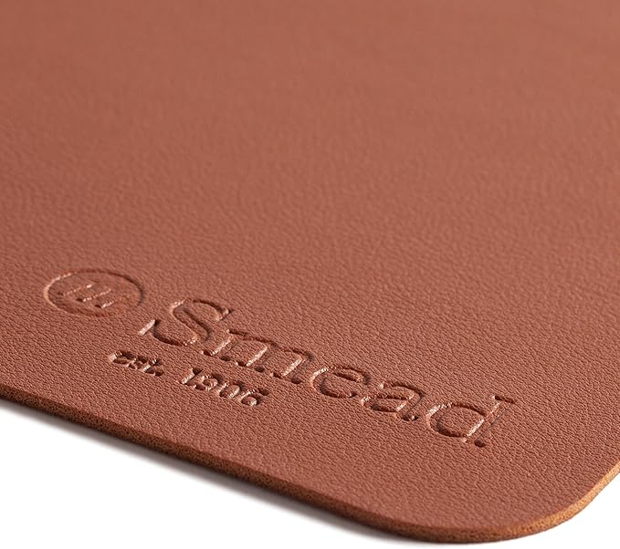 Smead Desk Pad, Vegan Leather Desk Mat with Non-Slip Faux Suede Backing, Perfect Desk Organizer for Office Decor, 23.6” x 13.7” Small, Saddle (64837)