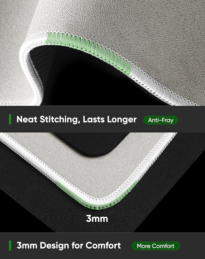 ALOANES Beige Waterproof Desk Mat, Large Mouse Pad with Extended Mouse Mat, with Anti Slip Base, Stitched Edge, Grain Jacquard Surface, Perfect for Gamer, Office & Home, XXL 11.81"x31.50"x0.12"