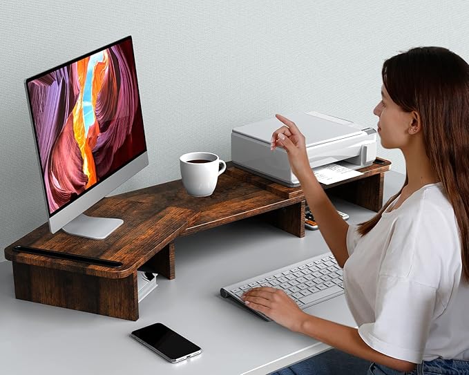 Zimilar Dual Monitor Stand Riser – Rust Brown Large