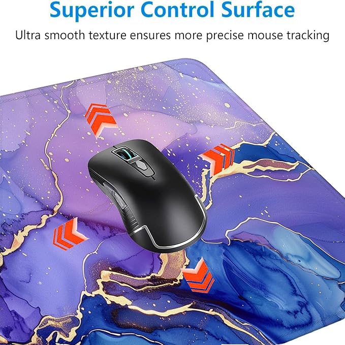 Purple Marble Gaming Mouse Pad Blue Gold Marbling Mousepad XL Large Gaming Mouse Pad Laptop Keyboard Mat Desk Pad 31.5"x11.8" Office Home Decor for Women Girl